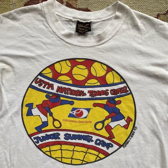 Vintage USTA Tennis Center Camp T Shirt Karen Perez Haring Style Medium - Picture 2 of 9